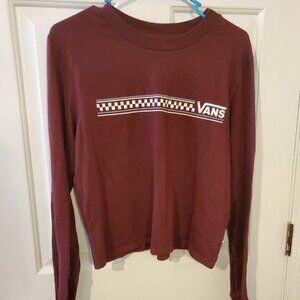 Vans Off the wall Checker board Maroon Long sleeve Top Size Medium